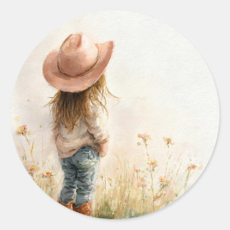 Pink Cowgirl Birthday | Farm Theme 1st  Ronde Sticker