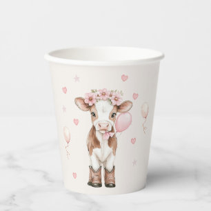 Pink Cowgirl Birthday Western Farm Party Papieren Bekers