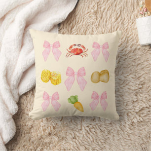 Pink Crab Boil Seafood Party pastel Kussen