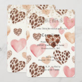 Pink Cream Animal Hearts Gold Sparkle Birthday Kaart (Voorkant / Achterkant)