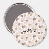 Pink Cream Brown Hearts Love Magneet (Voorkant / Achterkant)