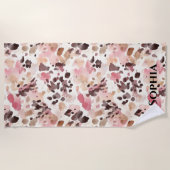 Pink Cream Brown Leopard   Strandlaken (Voorkant)