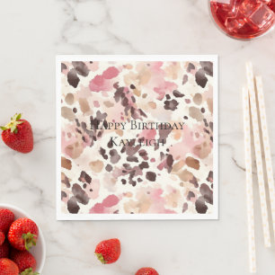 Pink Cream Brown Leopard Verjaardag Servet