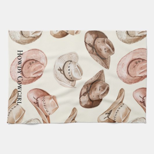 Pink Cream Cowgirl Petten Theedoek (Horizontaal)