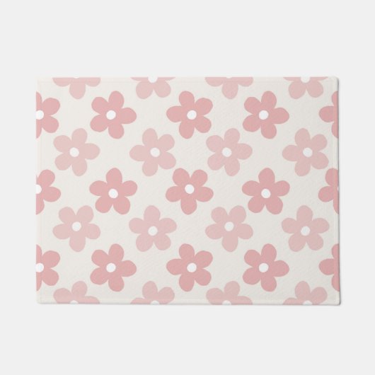 Pink Cream Daisy Flowers Retro Patroon Deurmat (Voorkant)