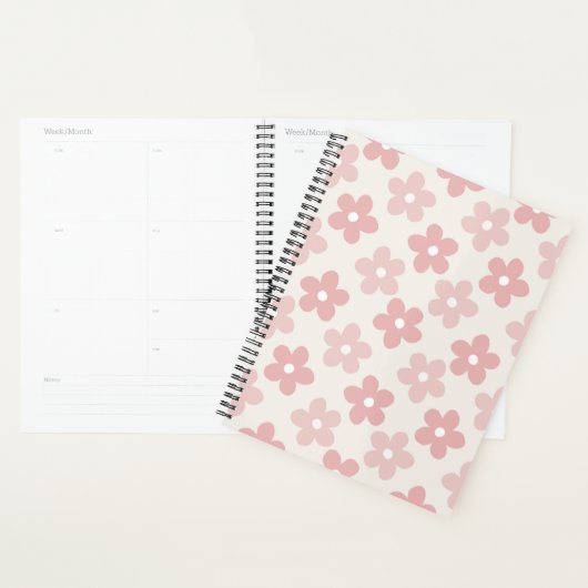 Pink Cream Daisy Flowers Retro Patroon Planner (Display)