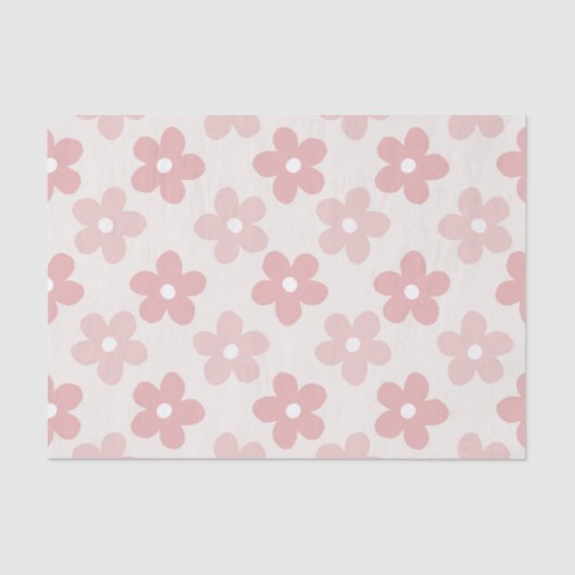 Pink Cream Daisy Flowers Retro Patroon Tissuepapier (Voorkant)
