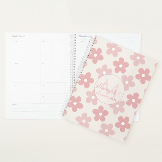 Pink Cream Daisy Flowers Retro Pattern (Devant avec enveloppe)