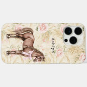 Pink Cream Floral Horse Case-Mate iPhone Case (Achterkant (horizontaal))