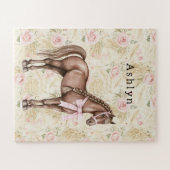 Pink Cream Floral Horse Legpuzzel (Horizontaal)