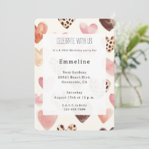 Pink Cream Hearts Leopard Verjaardag Kaart