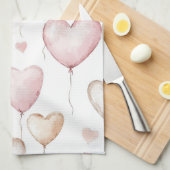 Pink Cream Hearts Theedoek (Quarter Fold)