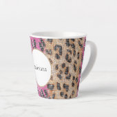 Pink Cream Leopard Animal Sparkle Latte Mok (Rechterhoek)