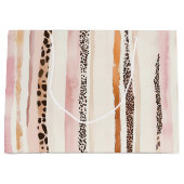 Pink Cream Leopard Print Stripes Verjaardag Groot Cadeauzakje (Voorkant)