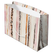 Pink Cream Leopard Print Stripes Verjaardag Groot Cadeauzakje (Achterkant Gekanteld)