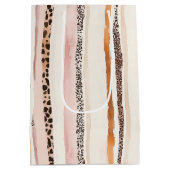 Pink Cream Leopard Print Stripes Verjaardag Medium Cadeauzakje (Achterkant)