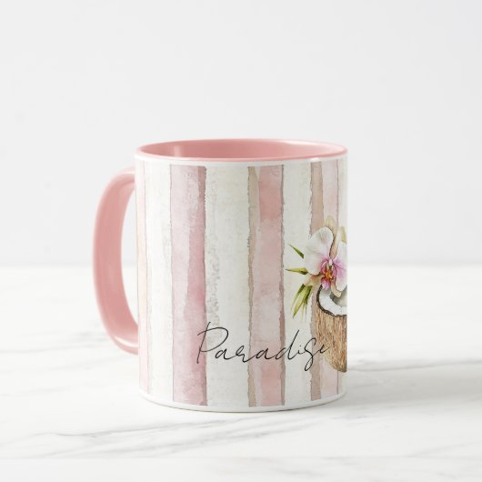 Pink Cream Paradise Tropical Coconut Orchid Flower Mok (Voorkant links)