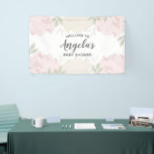Pink & Cream Peonies Baby shower Party Spandoek (Beurs)