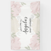 Pink & Cream Peonies Baby shower Party Spandoek (Verticaal)