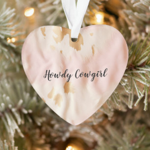 Pink Cream Southwest Cowgirl Koeienhuid Ornament
