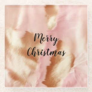 Pink Cream Tan Southwest Cowgirl Koeienhuid Glazen Onderzetter