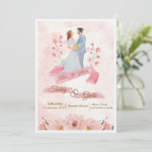 Pink Cream Watercolor Wedding Invitation (Debout devant)
