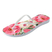 Pink Cream Waterverf Peony Floral Teenslippers (Schuin)
