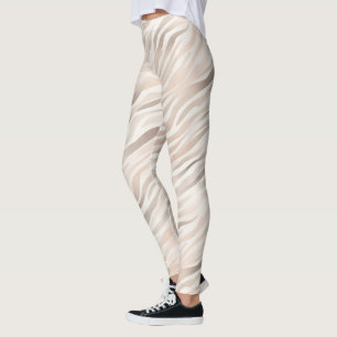 Pink Cream Zebra Animal Print Leggings