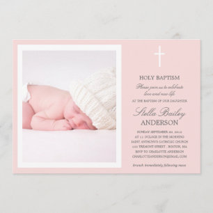 PINK CROSS   BAPTISME-INVITATIES KAART
