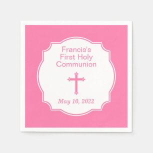 Pink Cross First Heilige Communie Servet