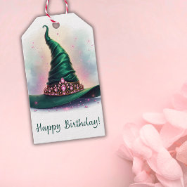 Pink Crown Emerald Green Witch Pet Happy Birthday Cadeaulabel