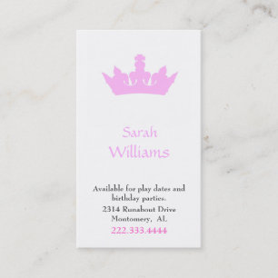 Pink Crown Girl's Play Date Card Contactkaartje