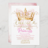 PINK CROWN Princess One-ce Upon a Time Invitation (Devant / Derrière)