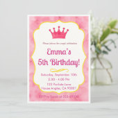 Pink Crown verjaardagsuitnodiging | tovenarij Aankondiging (Staand voorkant)