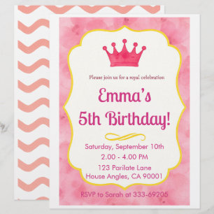 Pink Crown verjaardagsuitnodiging   tovenarij Briefhoofd