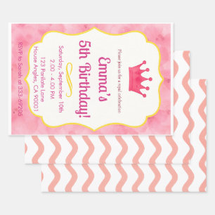 Pink Crown verjaardagsuitnodiging tovenarij Inpakpapier Vel