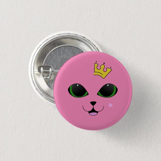 Pink Crowned Cat Button (Voorkant /achterkant)