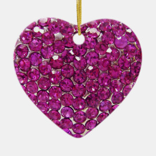 Pink Crystal Heart Keramisch Ornament