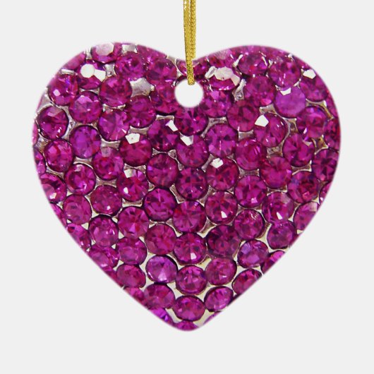 Pink Crystal Heart Keramisch Ornament (Voorkant)