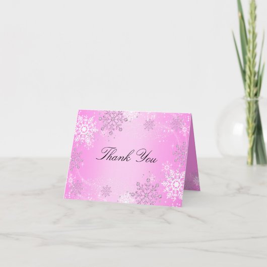 Pink Crystal Snowflake hiver Wonderland Merci (Devant)