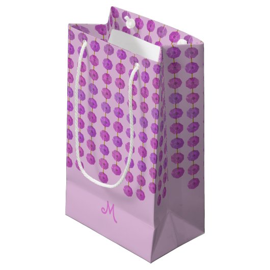 Pink Crystal Strands Monogram Cadeau Sac (Devant Angle)