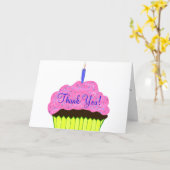 Pink Cupcake Anniversaire Merci Cartes (Fleur jaune)