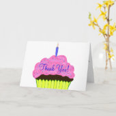Pink Cupcake Anniversaire Merci Cartes (Fleur jaune)