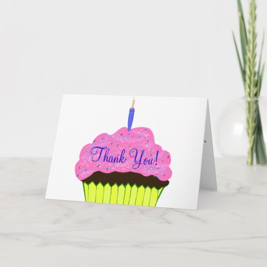 Pink Cupcake Anniversaire Merci Cartes (Devant)
