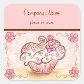 Pink Cupcake Bakery Stickers d'affaires (Devant)