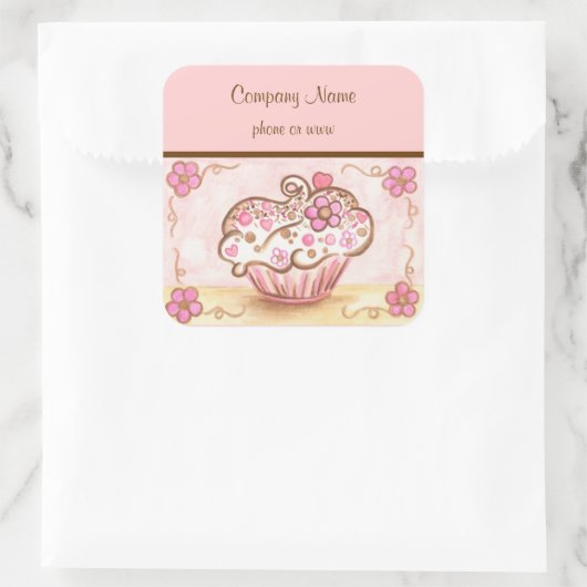 Pink Cupcake Bakery Stickers d'affaires (Sac)