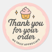 Pink Cupcake baking Thank You Sticker  (Devant)