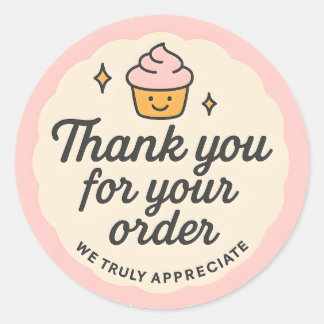 Pink Cupcake baking Thank You Sticker 