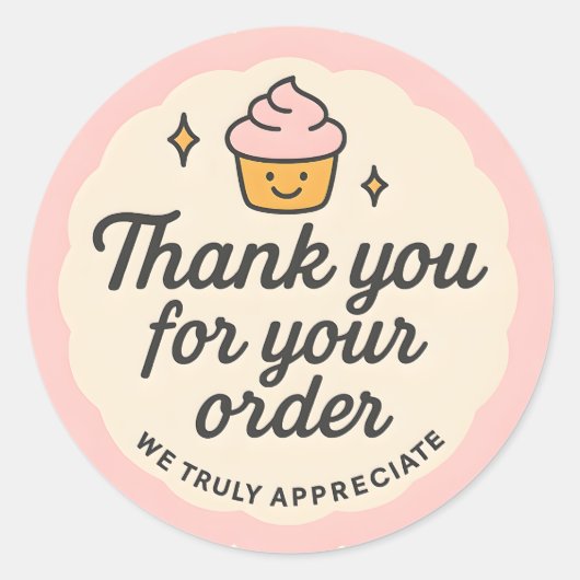 Pink Cupcake baking Thank You Sticker  (Voorkant)