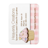 Pink Cupcake Boulangerie Magnet Carte de visite (Vertical)